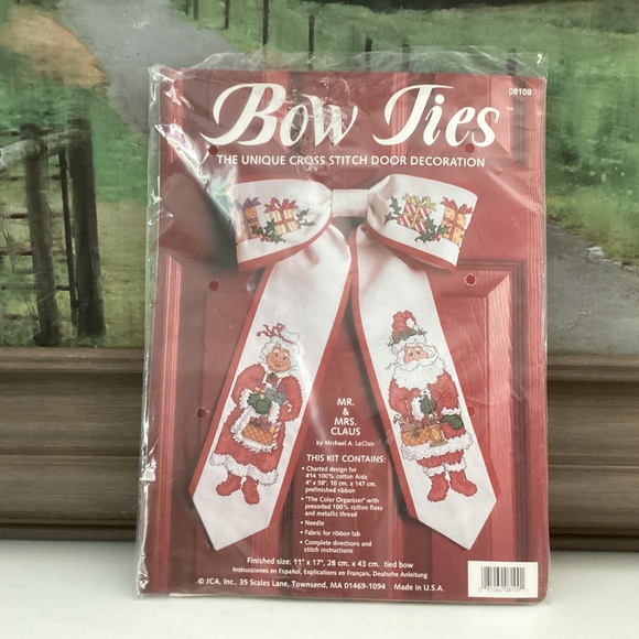 Cross-Stitch BOW TIES Christmas Kit "MR. & MRS. CLAUS" 08109 Opened Started WIP - Picture 8 of 11